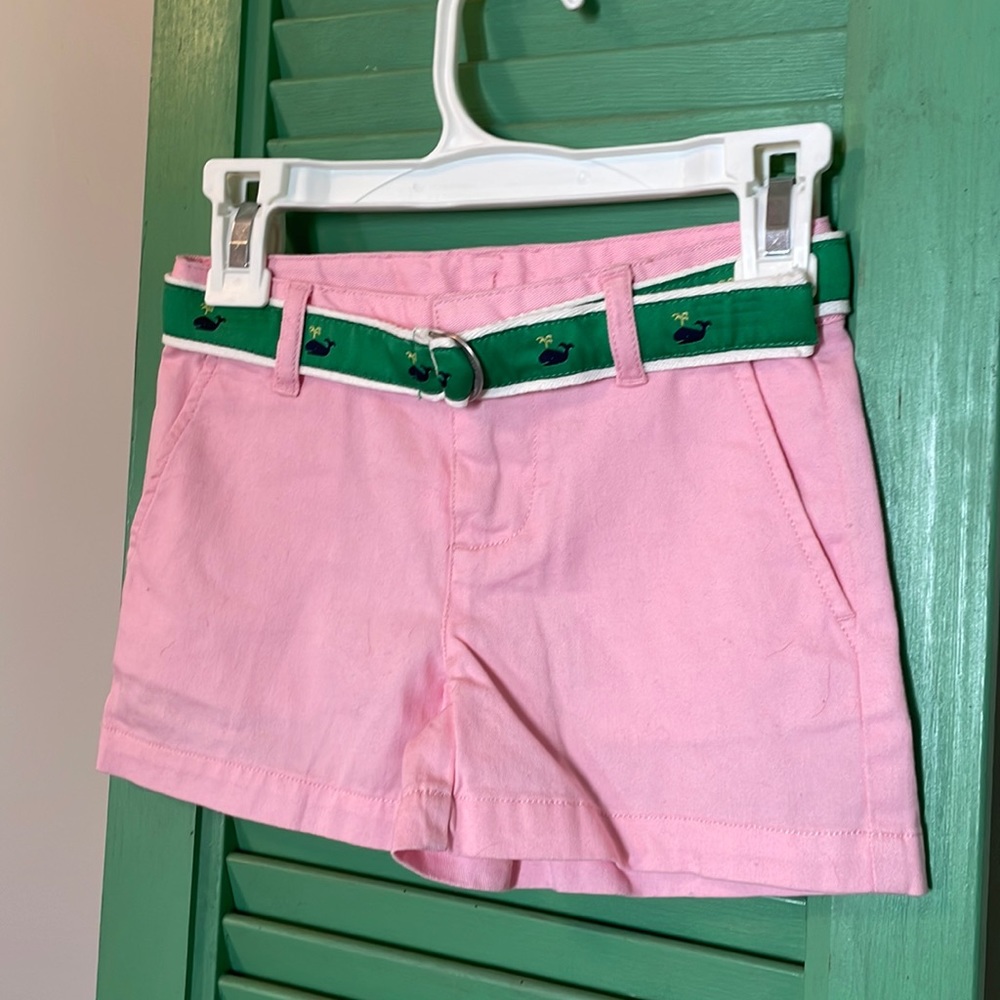 Ralph Lauren Pink Kids Shorts with Green Belt